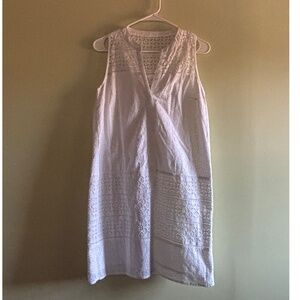 Ann Taylor LOFT White Eyelet Cotton Dress Size 6 Bridal Shower Resort Wear